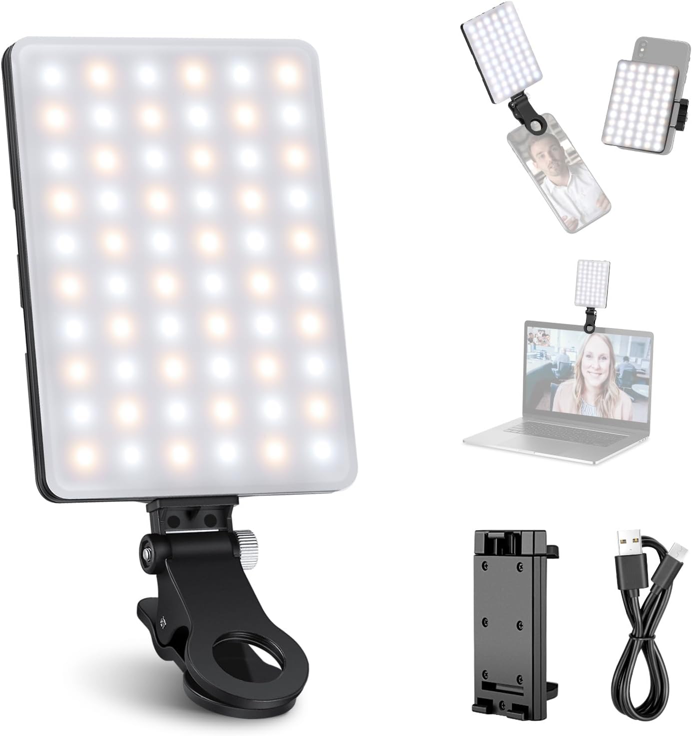 NEEWER LED Luz Selfie con Clip frontal y trasero