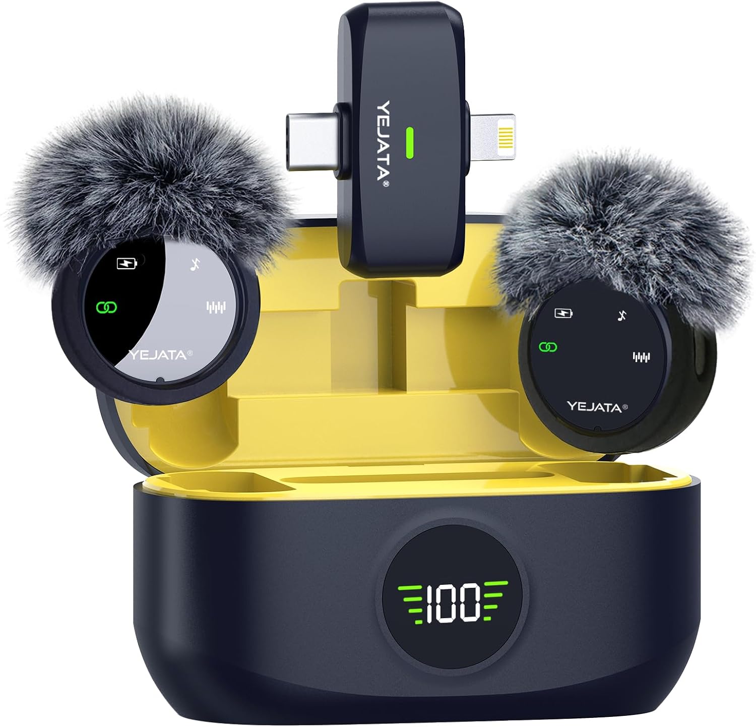 micrófono YEJATA inalámbrico 2 en 1 con estuche