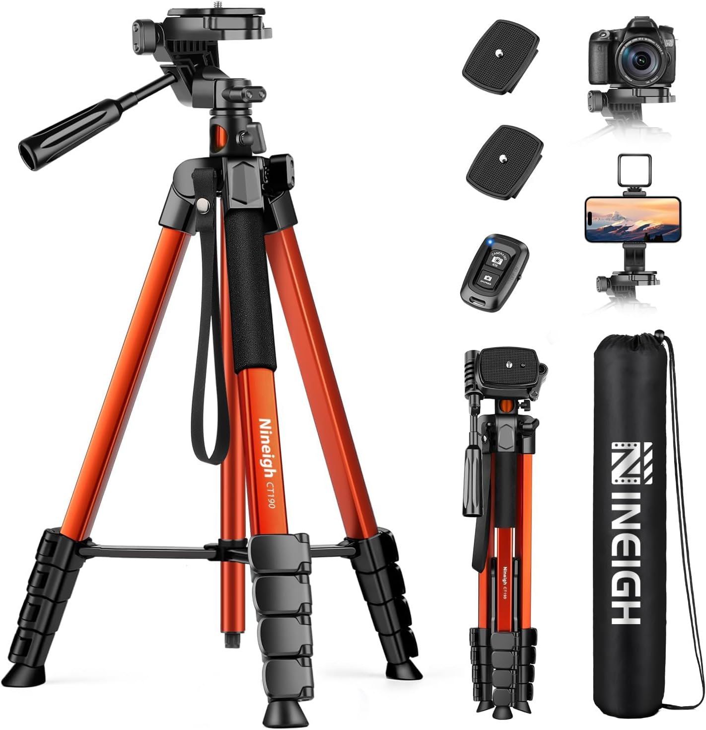 Nineigh trípode 190 cm con columna transversal para grabar desde arriba